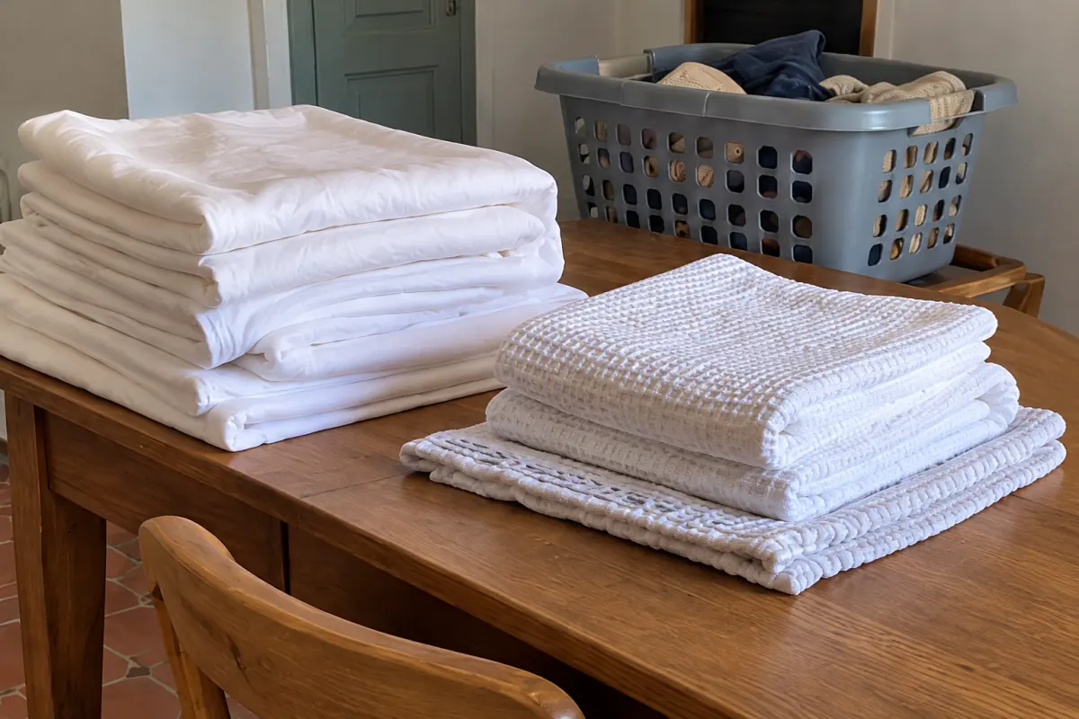 Du linge propre et soigneusement préparé pour vos hébergements et établissements.